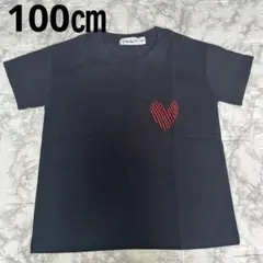【未使用】⭐️YI BU BAI YI ハート柄 キッズTシャツ 黒 100 ㎝のサムネイル