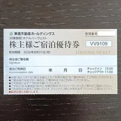ホテルハーヴェスト ご宿泊優待券 1枚（東急不動産 株主優待券）