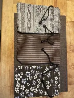 巾着袋 3点セット 花柄 ストライプ