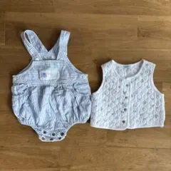 FAMILIAR 70サイズロンパースと、50-60サイズベストのセット
