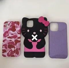 iPhone12ケースセット カモフラージュ・キティ・グリッター