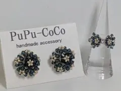 スワロフスキーイヤリング(ピアス)＆リングセットNo.3