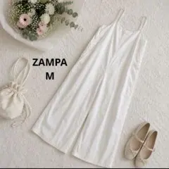 ZAMPA オールインワン 白 M ワイドパンツ 春夏 ゆったり 大人カジュアルのサムネイル