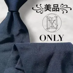 【美品✨】オンリー ソリッドタイ ネイビー 小剣切り替え ロゴ総柄 ブルー