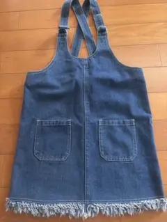 デニムブルー フリンジジャンバースカート
