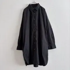 無印良品　MUJI シャツワンピース　黒　大きめ　ロングワンピース　フリーサイズ