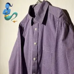 【美品】BEAMS ギンガムチェック　パープル 長袖シャツ　S