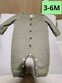 SHEIN オリーブグリーン ボタン付きロンパース 3-6M