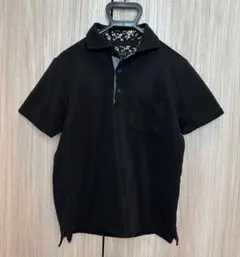 TAKAQ ポロシャツ ブラック 花柄襟　メンズMサイズのサムネイル