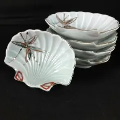 昭和レトロ 金彩 貝形 小鉢 5客揃 醤油皿 豆皿