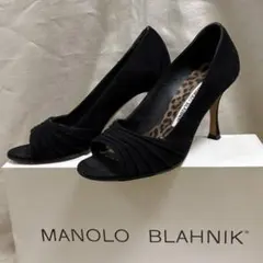 マノロブラニク オープントゥ　スエードヒールパンプス　34 （21cm）