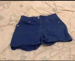 青色ショートパンツ 前面ポケット付き