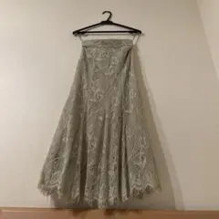グレー レース フレアロングスカート