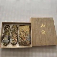 草履とバックのセット 花柄刺繍
