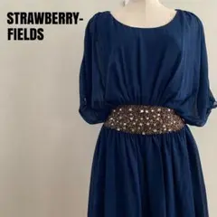 STRAWBERRY-FIELDS ネイビーパーティードレス　ビジュー　ゴム