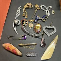 ブローチ ピンブローチ 15点以上 まとめ売り ゴールドカラー シルバーカラー