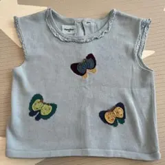 familiar 蝶刺繍 ノースリーブTシャツ