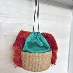 ラドロー LUDLOW ラフィアタッセルポシェット レッド - メルカリ