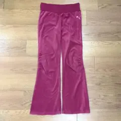 PUMA バーガンディ ベロアフレアパンツ S