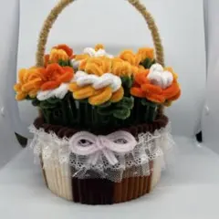 ハンドメイド モールフラワー 鉢植え風アレンジ