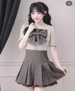 pium ニット×フロントリボンワンピースセット - メルカリ