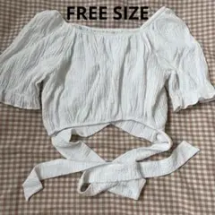 オフショル　2way トップス　ホワイト　白　バックリボン