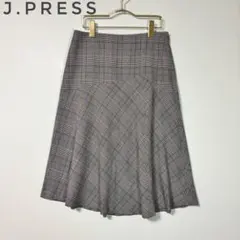 J.PRESS ジェイプレス　フレアスカート　チェック　グレー　大きめ