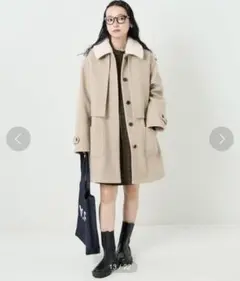 FREAKSSTORE メルトンライクウーリー 襟ボアベストセットコート