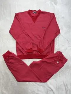 【美品】90年代古着 FILA フィラ スウェット セットアップ 赤 M