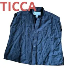 美品 TICCA×SOMELOS 高級リネンフレンチスリーブシャツ 黒　フリーのサムネイル