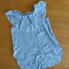 大きな襟のトップス　Mサイズ　くすみブルー