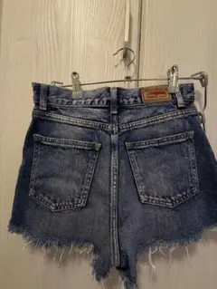 moussy フリンジ付きハイウエストショートデニムパンツ