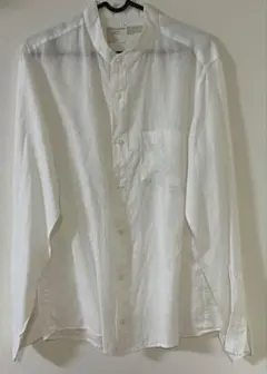 美品MUJI無印良品オーガニックリネン洗いざらしスタンドカラーシャツ