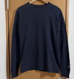 Champion チャンピオン ロンT ネイビー 無地 袖ロゴ