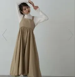 新品タグ付き N. バルーンキャミワンピース＆透かし編みモヘヤ混ニット ベージュ