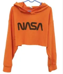 SHEIN NASA ロゴ入り クロップド パーカー カットソー ヘソ出し