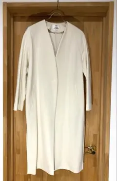 美品 23区 ノーカラーコート　アイボリー系　38