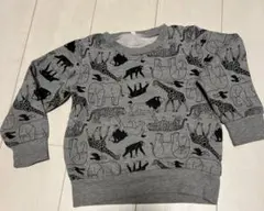 動物柄　グレー　裏起毛トレーナー　110cm
