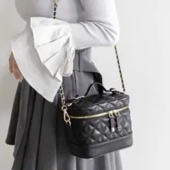 RANDA キルティング2WAYバニティバッグ 黒 ショルダーバッグ