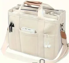A４入る　キャンバス トートバッグ ショルダーバッグ 2way　ポケットいっぱいのサムネイル