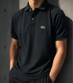 LACOSTE 半袖ポロシャツ 黒 刺繍 人気定番 定価18000円 サイズ40