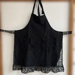 黒いレースエプロン 2ポケット付き