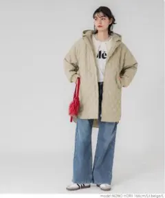 COCAキルティングフードコート　L ベージュ