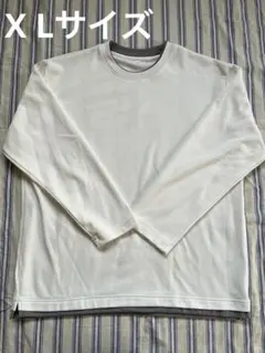 MENS メンズ 長袖Tシャツ 薄手スウェット XLサイズ 重ね着風 白ホワイト