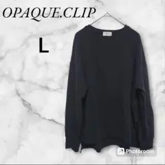 オペークドットクリップ トップス長袖 L カットソー コットン