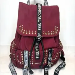 新品タグ付☆デシグアル リュック バックパック スタッズ ボルドー ナイロンのサムネイル