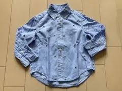 Ralph Lauren 青白ストライプ刺繍シャツ　2T
