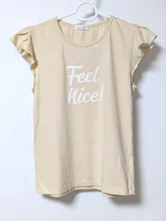 【美品】ベイフロー 140 キッズ フリル袖 Tシャツ 綿100% ベージュのサムネイル
