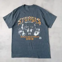 USA古着　Sturgis　Tシャツ　バイク　モーターサイクル　アニマル　ウルフ