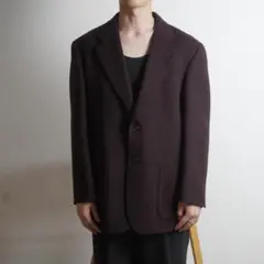 90s LANVIN ウールテーラードジャケット メルトン 赤茶/JW189のサムネイル